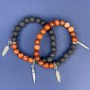 Zestaw bransoletek z lawy i czerwonego jaspisu, kule 8 mm, długość 18 cm, elastyczna baza