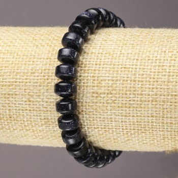 Bransoletka na gumce z awenturytu – Niebieski piasek – Noc Kairu (prasowany) gładki rondel, średnica 9×7 mm+