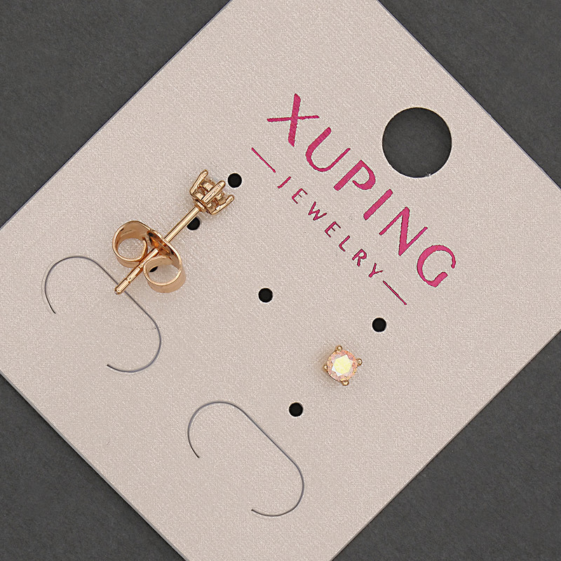 Kolczyki sztyfty Xuping z kryształem tęczowym, średnica 3 mm, pozłacane 18K