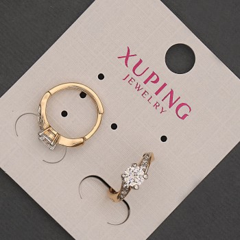 Kolczyki Xuping w kształcie pierścieni z białym kryształem, średnica 4 mm ±, długość 14 mm ±, Pozłacane 18K