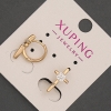 Kolczyki Xuping — kółka z krzyżem i białym kryształem, średnica 8 mm ±, długość 15 mm ±, pozłacane 18K