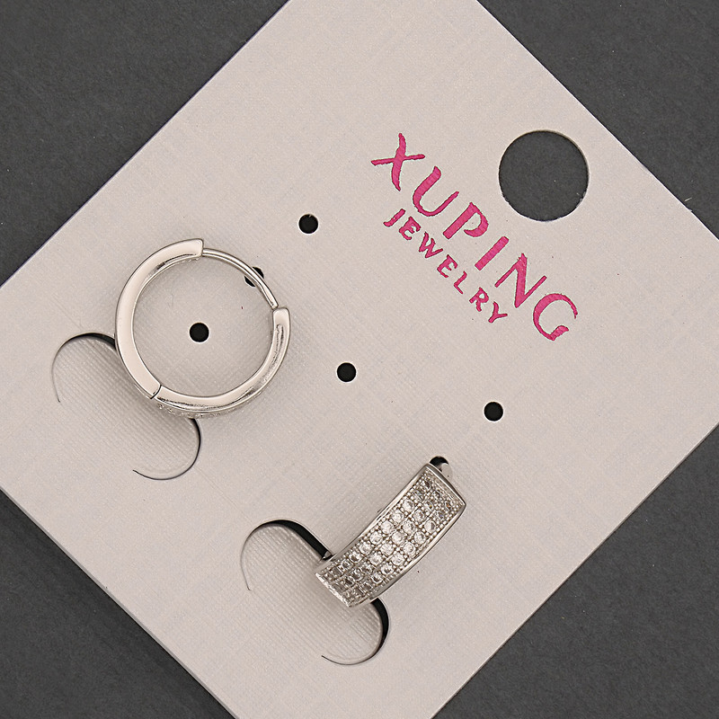 Srebrne kolczyki Xuping z białymi cyrkoniami, średnica 5×14 mm, rodowane