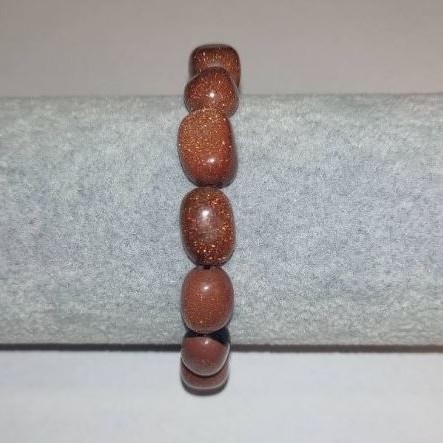Bransoletka z naturalnym awenturytem „Złoty Piasek”, koraliki baryłkowe na gumce, 10×14 mm, obwód 18 cm