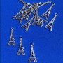 Zawieszka do biżuterii w kształcie Wieży Eiffla, 29×13 mm, kolor: srebrny połysk, waga ok. 20 g, ± 17 szt.