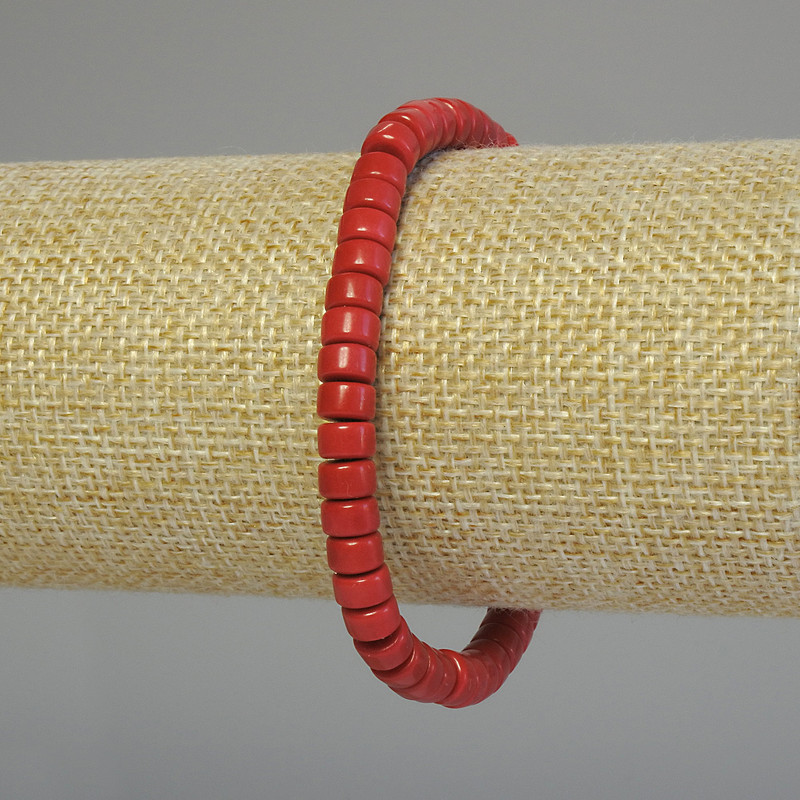Bransoletka z sztucznego koralu w formie rondeli 6×4 mm, długość 18 cm, elastyczna