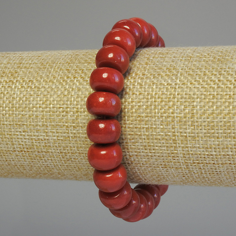 Bransoletka z sztucznego koralu w kształcie rondeli 12×8 mm, długość 18 cm, elastyczna