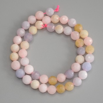 Koraliki morganitu fasetowane — kula, średnica 8 mm, długość 37 cm