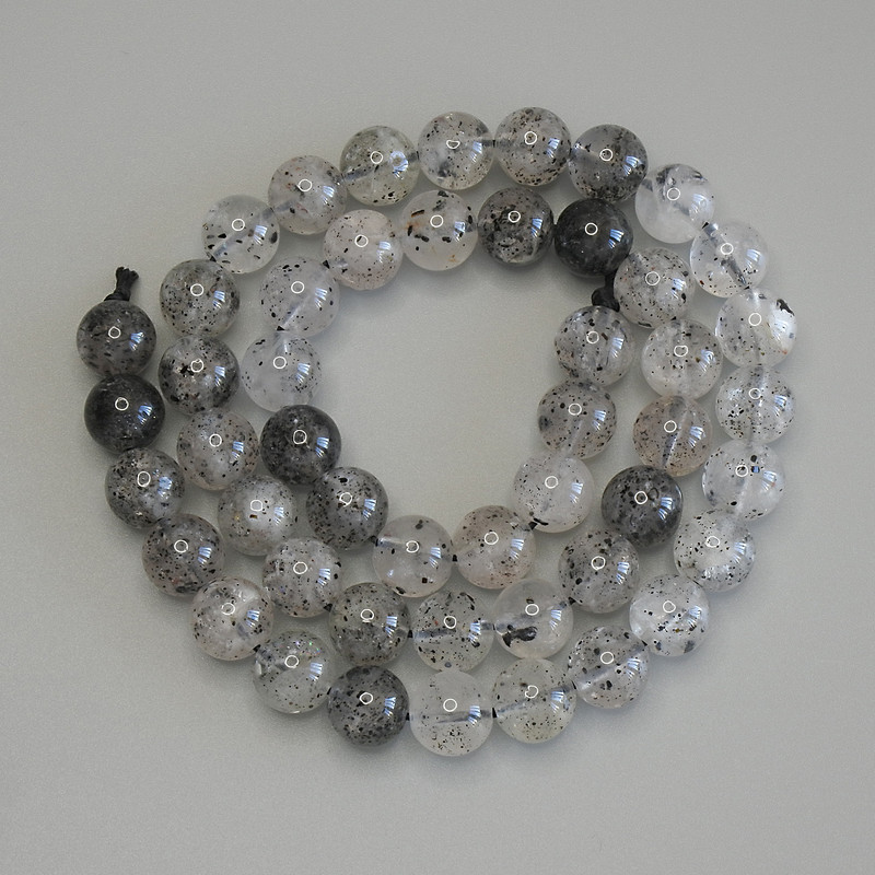 Koraliki z kwarcu herkimer, gładkie kulki 8 mm, długość około 40 cm
