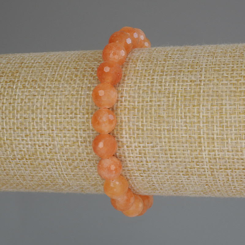 Bransoletka z nefrytu Mashan, fasetowane kulki 8 mm, długość 18 cm (stretch)