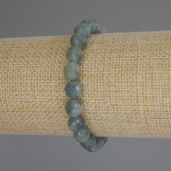 Bransoletka z nefrytu, fasetowana kuleczka, średnica 8 mm, długość 18 cm (na elastycznej gumce)