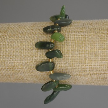 Bransoletka z jadeitu fasetowana «Motyl», średnica 12–17×6 mm ±, z koralikami z biseru 3 mm ±, długość 18 cm (elastyczna)