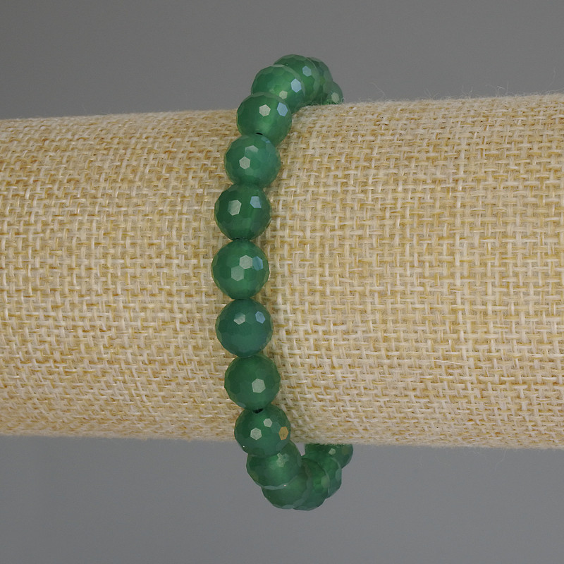 Bransoletka z chryzoprazem, fasetowane kuleczki, średnica 8 mm, długość 18 cm (elastyczna)