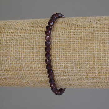 Bransoletka z granatu, fasetowana kulka, średnica 4 mm, długość 18 cm, elastyczna