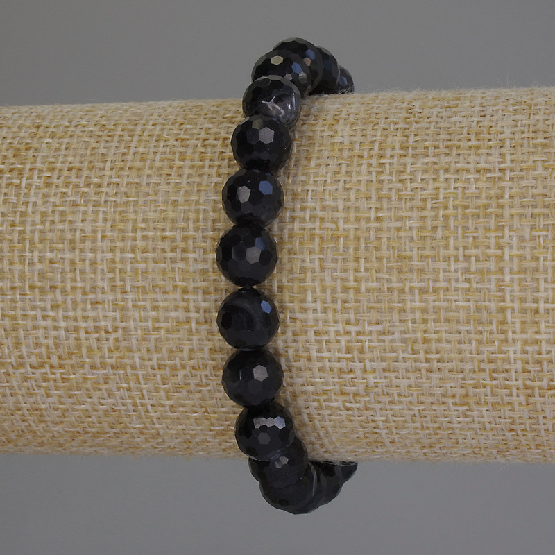 Bransoletka z agatu, fasetowane kuleczki, średnica 8 mm, długość 18 cm, elastyczna