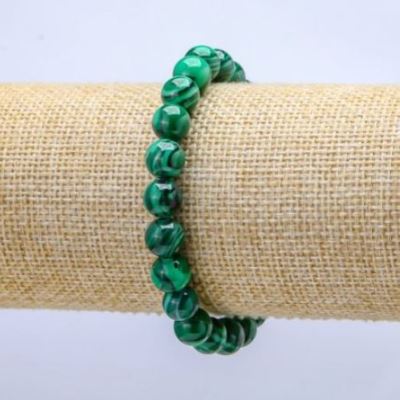 Bransoletka z naturalnego malachitu (prasowany), średnica 8 mm, długość 18 cm, elastyczna