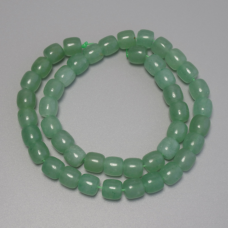 Koraliki nefrytu, zaokrąglone cylindryczne, średnica 8×8 mm, długość 36 cm, na żyłce