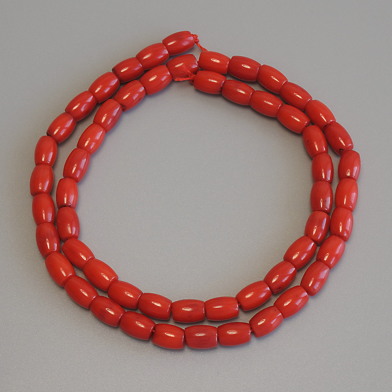 Koralowe koraliki barilo 7×5 mm, długość 39 cm, na nitce
