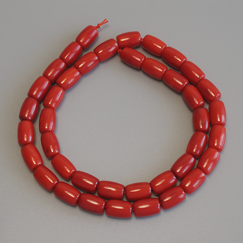 Koralowe koraliki baryłkowe 10×6,5 mm, długość 41 cm, na nici
