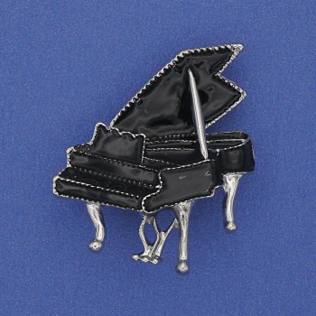 Broszka 'Rojal' czarna emalia srebrzysty metal 36×30 mm+