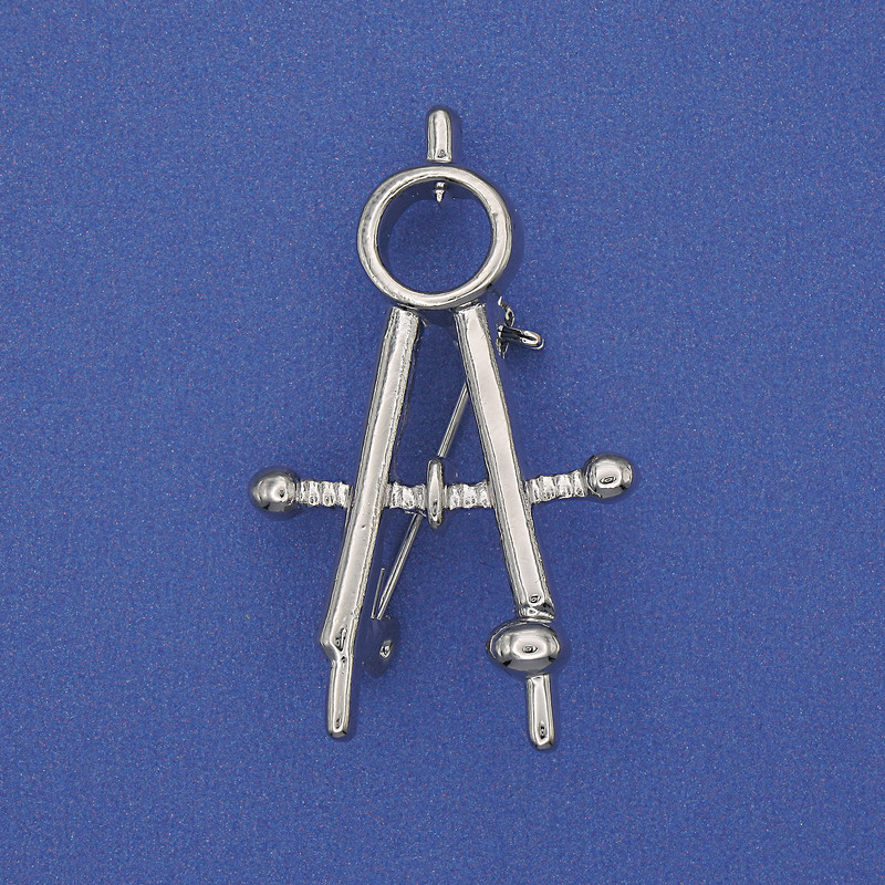 Broszka Cyrkiel, metal srebrzysty, 41×24 mm+