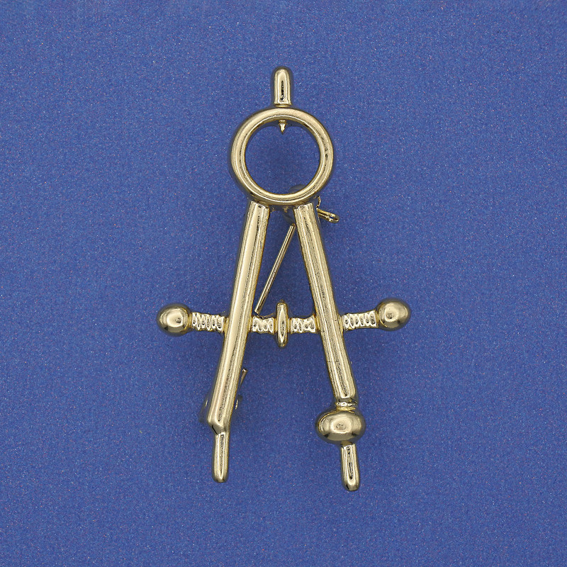 Broszka Cyrkiel – metal złoty 41×24 mm+