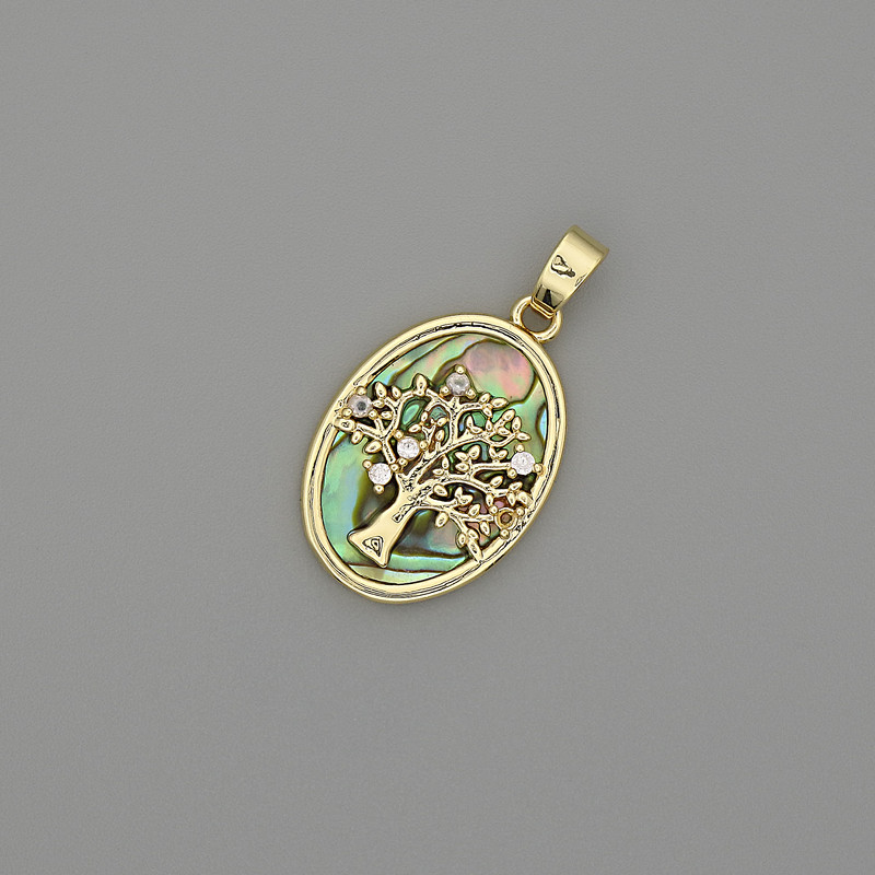 Wisiorek haliozyt Drzewo 18x13 mm +/-, długość 25 mm +/-, metal złoty