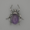 Broszka-wisiorek Żuk z ametystem 44×37 mm ± srebrzysty metal