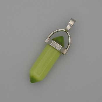 Wisiorek 'Kocie Oko' o sześciokątnym kształcie, kula z kryształu, 8×31×41 mm+