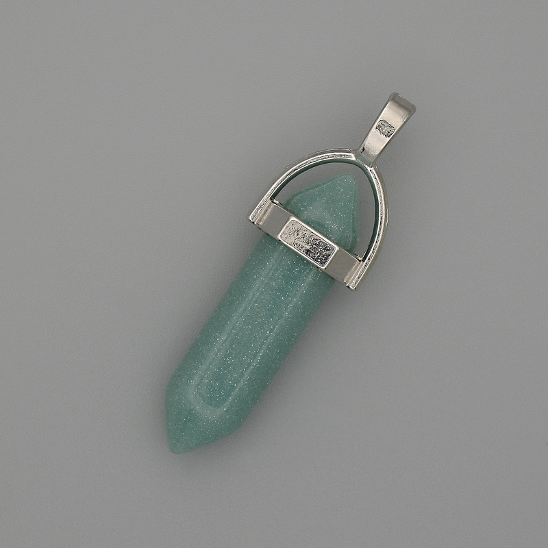 Wisiorek z amazonitu w formie sześciokąta, kryształ, kula 8×31×41 mm+