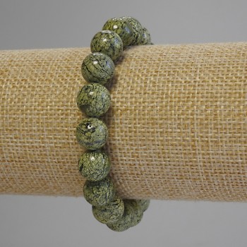 Bransoletka z serpentyną, kuleczki gładkie o średnicy 10 mm, długość 18 cm ± (rozciągliwa)