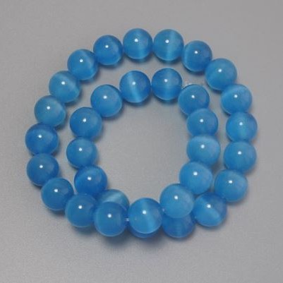 Koraliki z niebieskim Kocim okiem, syntetyczne kamienie, gładkie kuleczki, średnica 11,5 mm ± na żyłce, długość 37 cm+