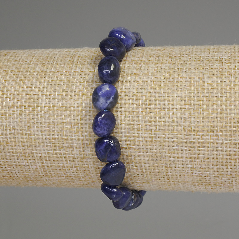 Bransoletka z sodalitu fasetowana, średnica 8–10×8–11 mm, długość 18 cm ±, elastyczna