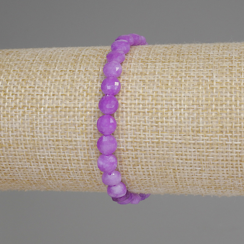Bransoletka z lawendowego ametystu — fasetowana moneta, średnica 6 mm, długość 18 cm, elastyczna