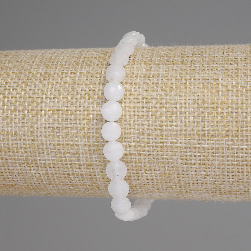 Bransoletka z kryształu górskiego – fasetowana moneta 6 mm, długość 18 cm, elastyczna
