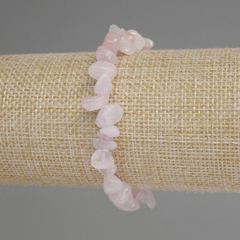 Bransoletka z różowego kwarcu – drobiny, średnica 6-9×3-5 mm, długość 18 cm, elastyczna