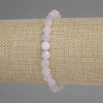 Bransoletka z różowego kwarcu - fasetowana kulka o średnicy około 6 mm, długość około 18 cm, elastyczna