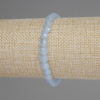 Bransoletka z akwamarynu fasetowana monetka, średnica 6 mm, długość 18 cm, elastyczna