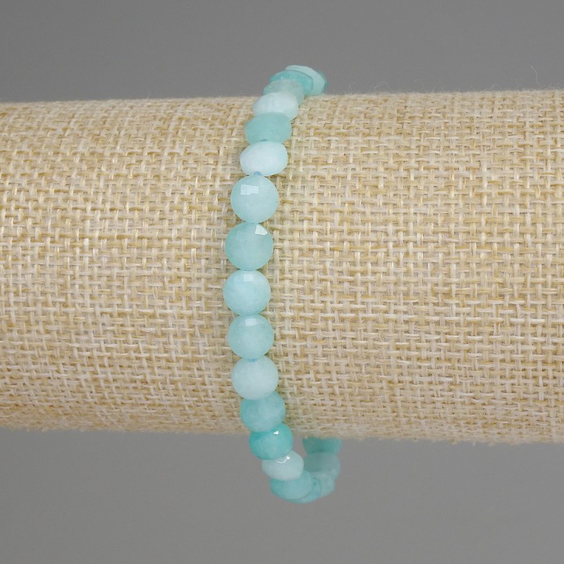 Bransoletka z akwamarynu – fasetowana moneta, średnica 6 mm, długość 18 cm, elastyczna