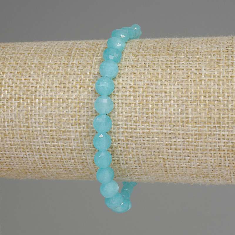 Bransoletka z akwamarynem, fasetowane monetki, średnica 6 mm, długość 18 cm, na elastycznej gumce