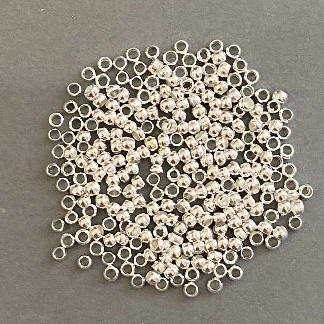 Krympy zaciskowe «zahipy», średnica 2,5 mm, kolor metalu «srebro», 8 gramów