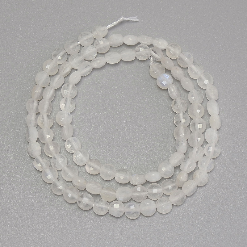 Koraliki z górskiego kryształu, fasetowane monetki, średnica 4 mm, długość 39 cm, na nici
