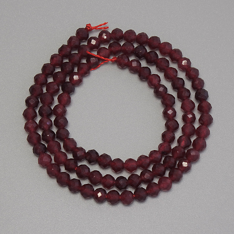 Koraliki z turmalinu, fasetowane kuleczki, średnica 4 mm ±, długość 38 cm ± na nici