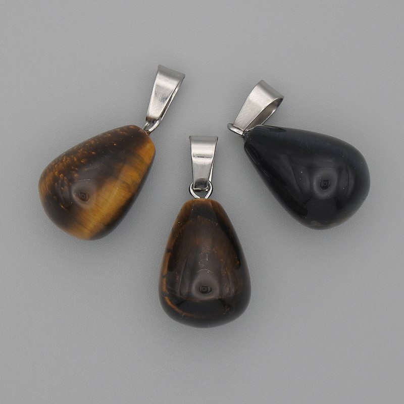 Wisiorek Kropla z Tygrysiego Oka 19×13 mm, długość 29 mm