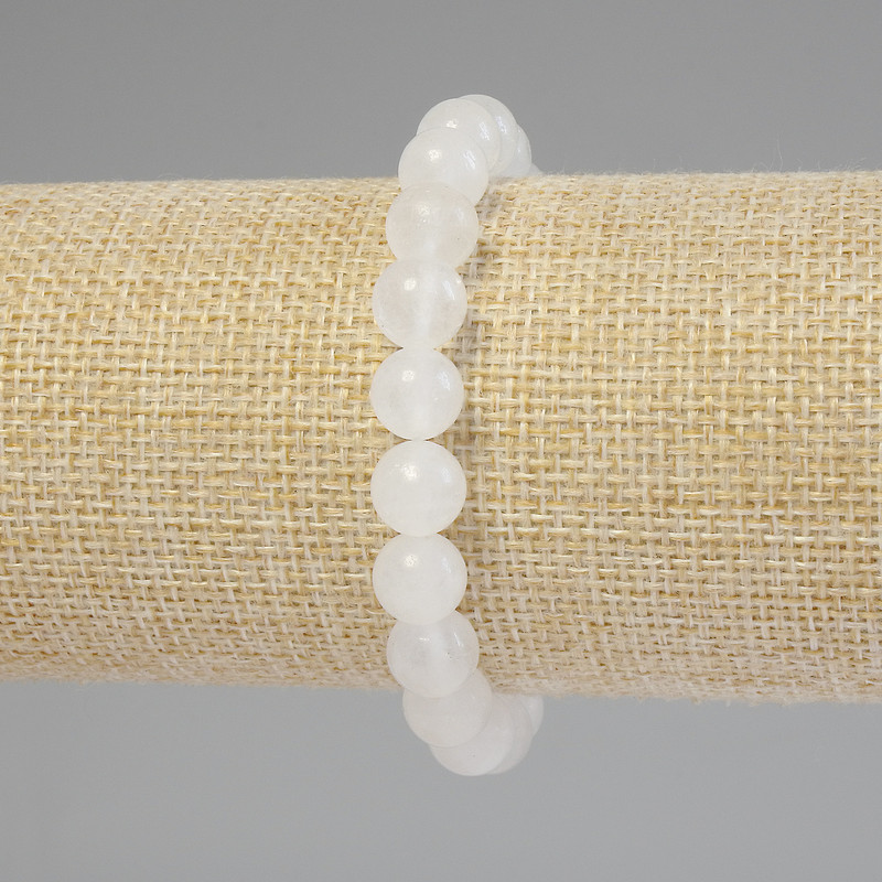 Bransoletka z kryształu górskiego, gładka kulka, średnica 8 mm, długość 18 cm, elastyczna