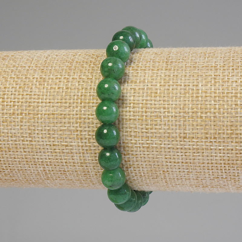 Bransoletka z chryzoprazem – gładkie kule, średnica 8 mm, długość 18 cm, elastyczna