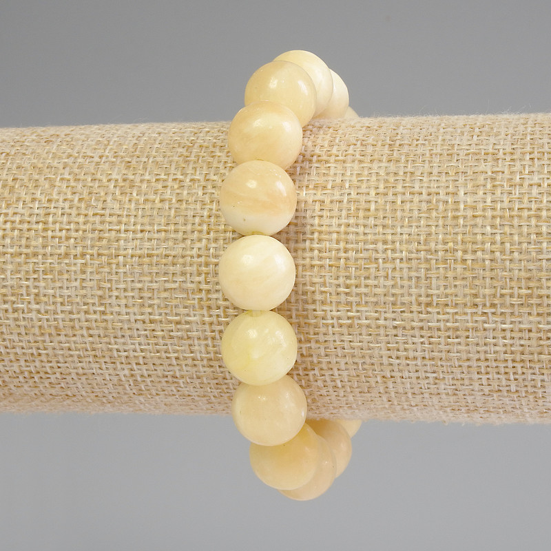 Bransoletka z żółtego agatu, gładkie kuleczki, średnica 12 mm, długość 18 cm, na elastycznej gumce