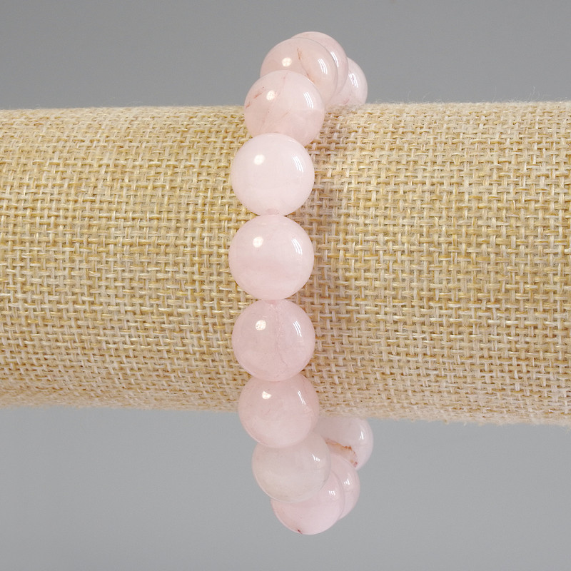 Wyprzedaż! Bransoletka z różowego kwarcu – kuleczka, średnica 12 mm, długość 18 cm, elastyczna