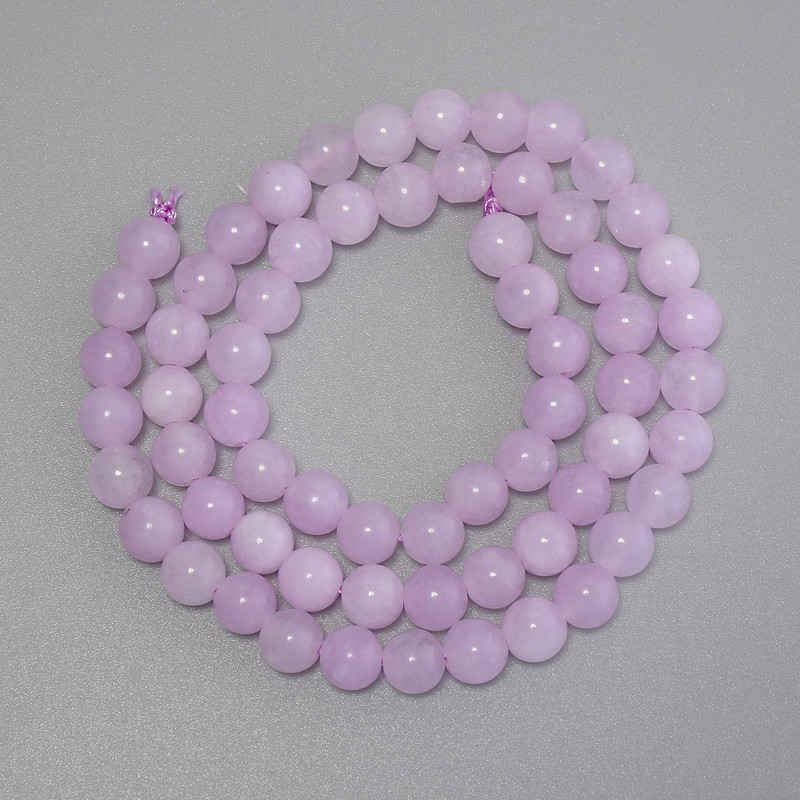 Koraliki z kunzitu — gładka kuleczka, średnica 6 mm ±, na nitce, długość 38 cm+