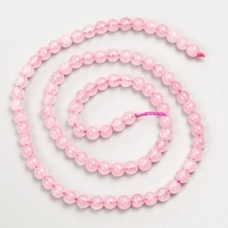Koraliki różowy kwarc, naturalny kamień, gładkie kulki, średnica 4,5 mm, długość 38 cm na nitce