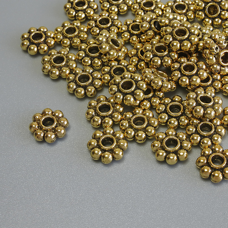 Koralik-wkładka w kolorze złotym, wymiary 7,5×2,5 mm, otwór 1,5 mm, opakowanie 20 g (~42 szt.)